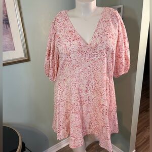 142. H&M Floral Pink V-Neck Dress